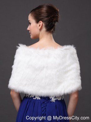 High Quality Rabbit Fur Special Occasion / Wedding Shawl In Ivory With V-neck